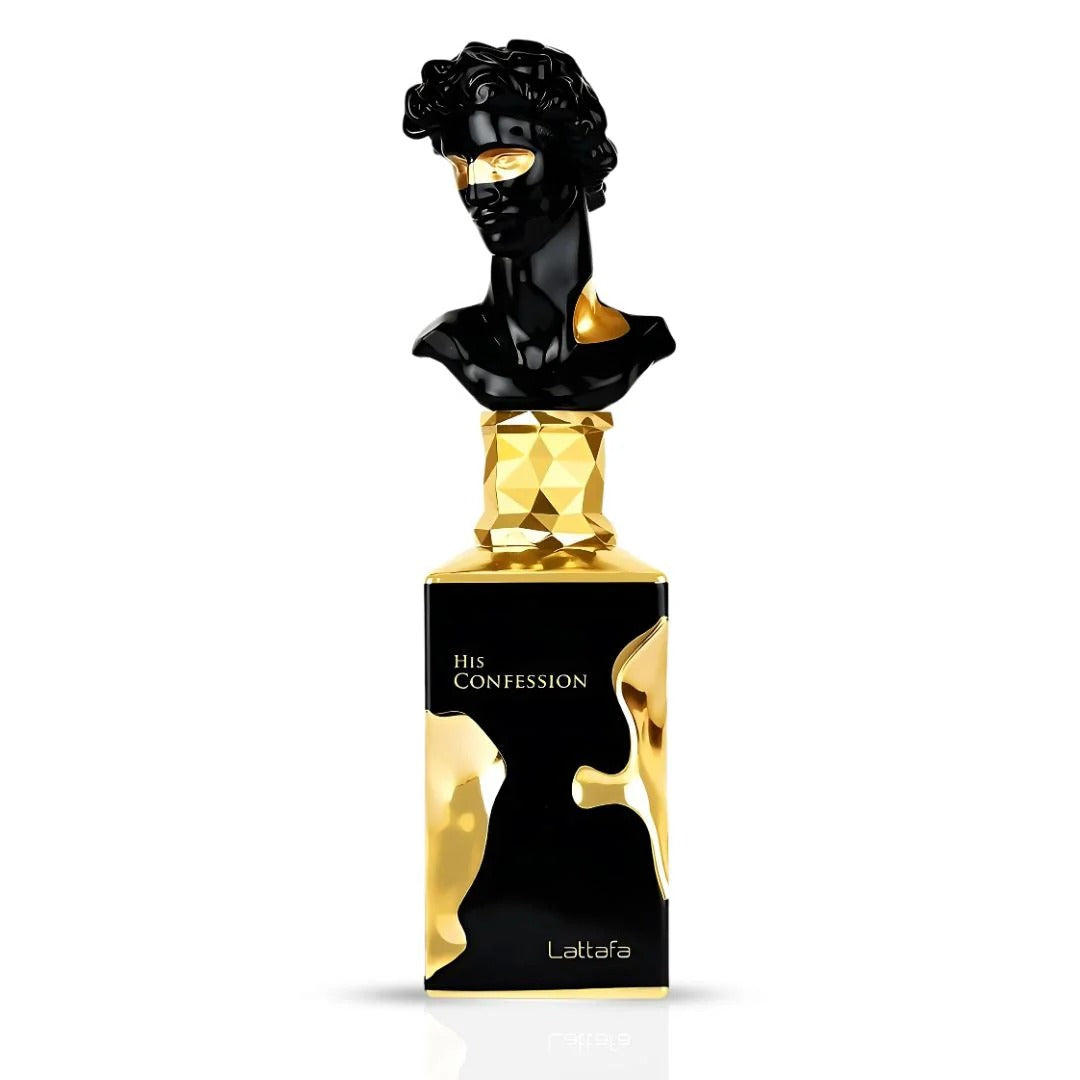 His Confession Eau De Parfum Spray 100ML (3.4 OZ) by Lattafa | A Bold Blend of Citrus, Spice & Warm Woods, with a Rich Amber Finish.