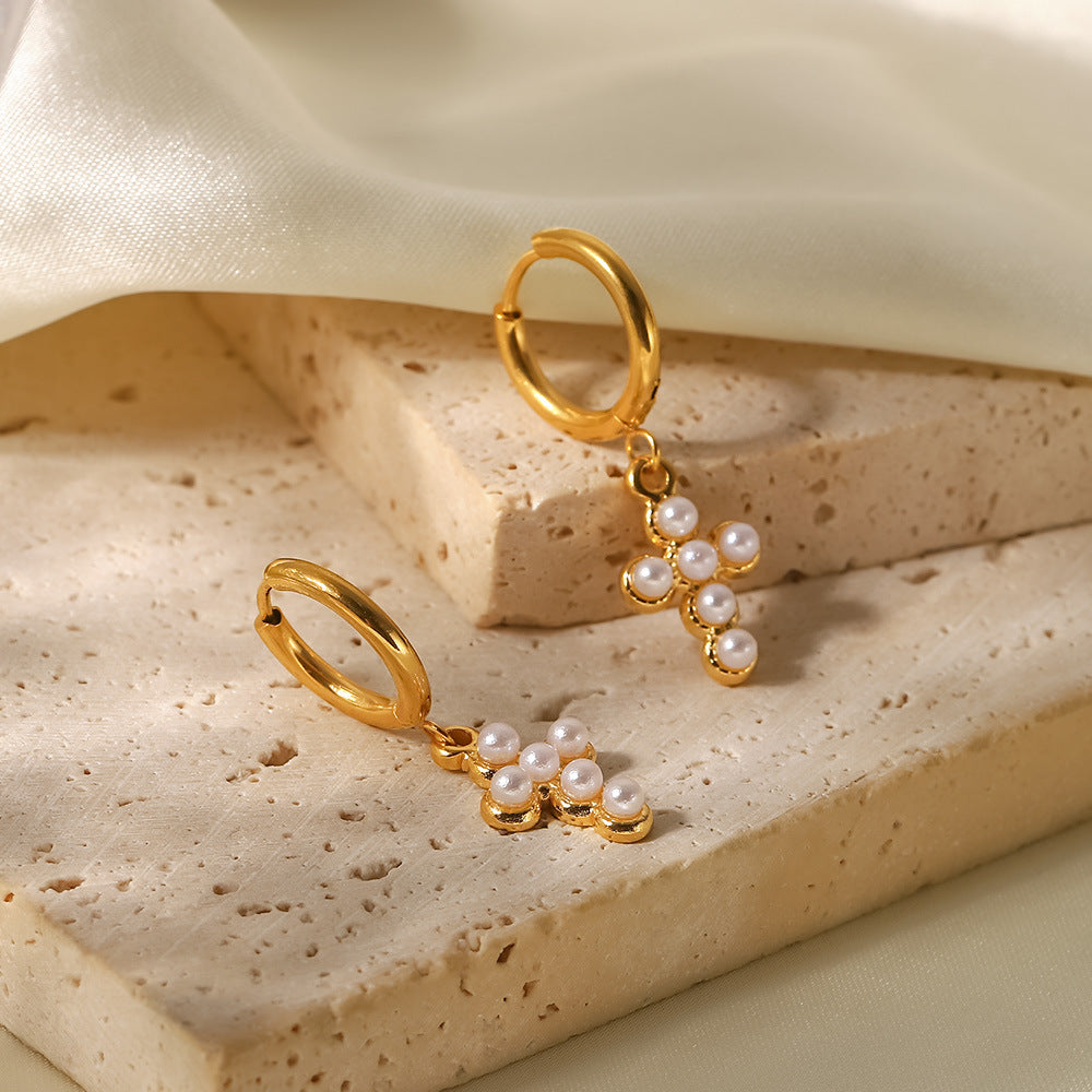 French Fashion 18K Gold Titanium Steel Earrings