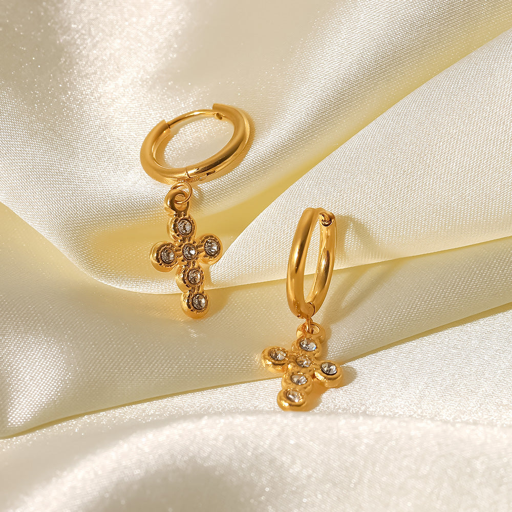 French Fashion 18K Gold Titanium Steel Earrings