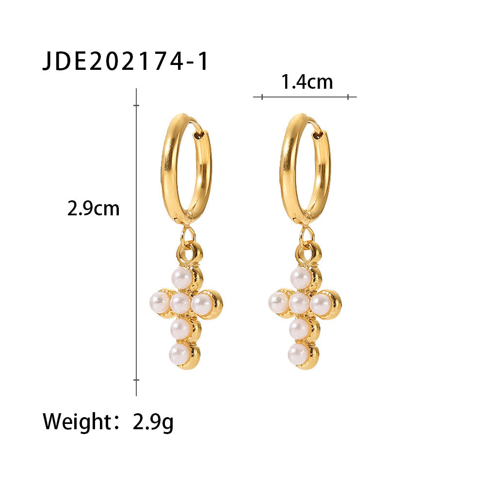 French Fashion 18K Gold Titanium Steel Earrings