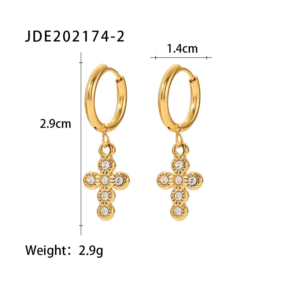 French Fashion 18K Gold Titanium Steel Earrings