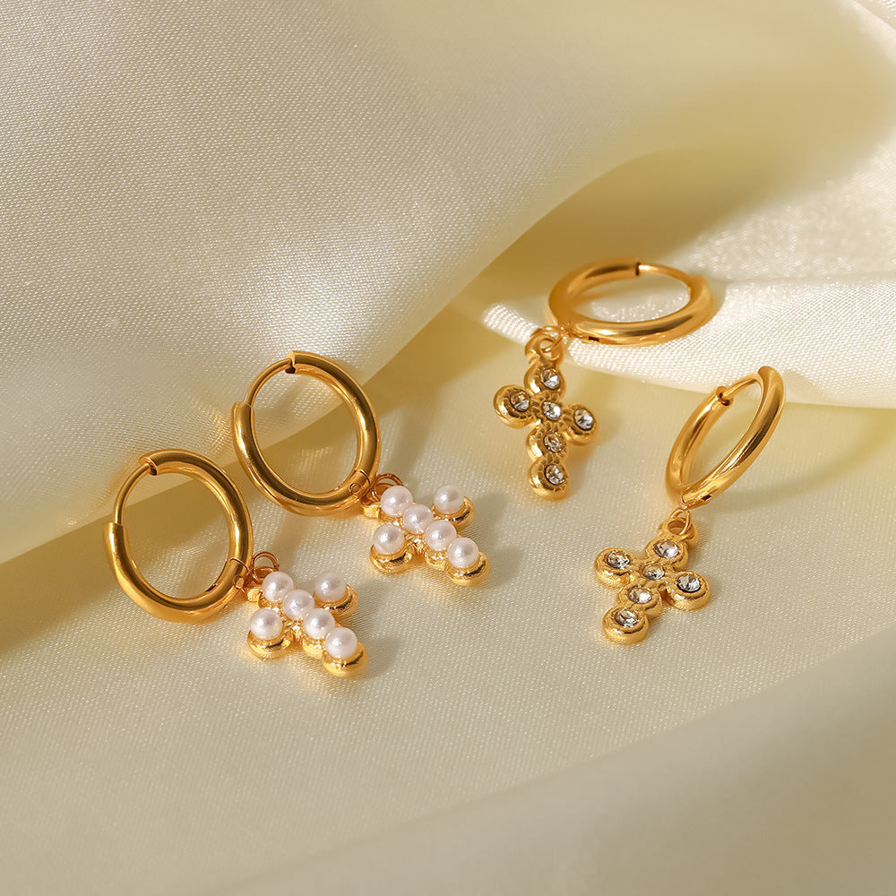 French Fashion 18K Gold Titanium Steel Earrings