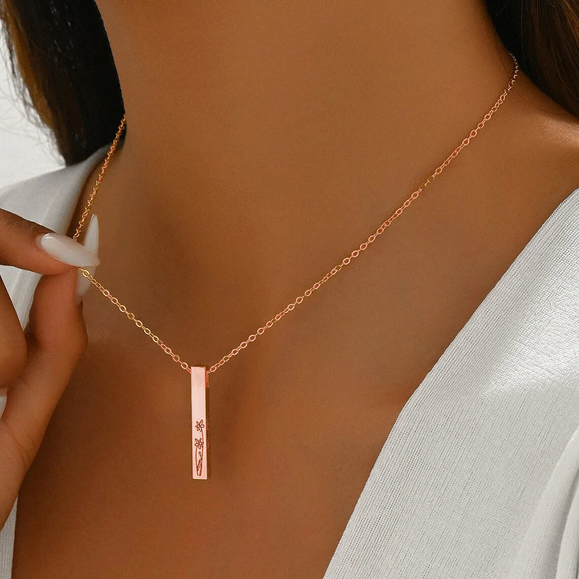 Personalized Birth Month Flower Name Necklace A Unique Touch of Nature & Identity