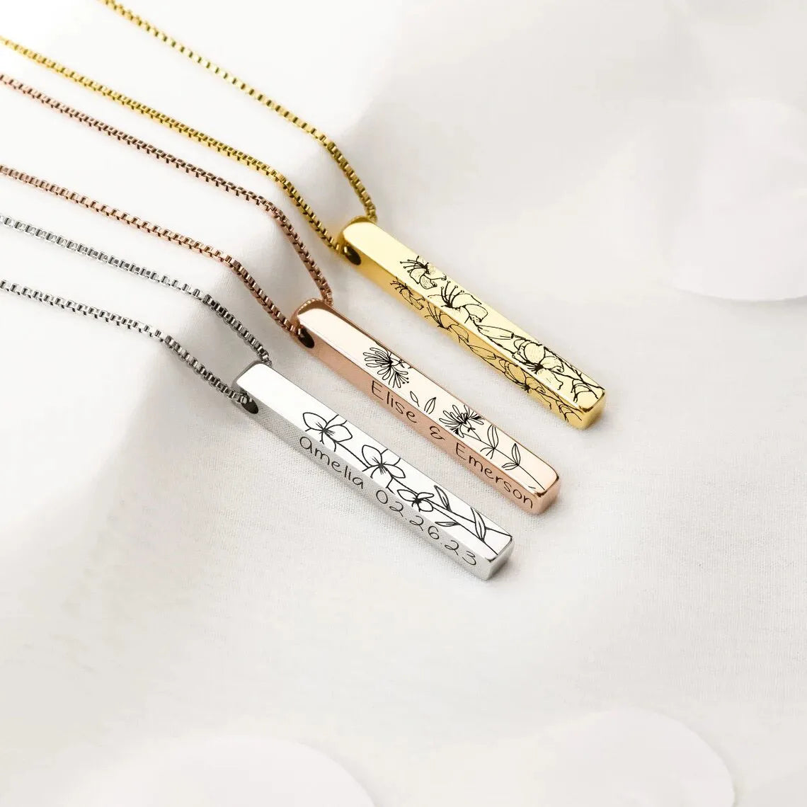 Personalized Birth Month Flower Name Necklace A Unique Touch of Nature & Identity