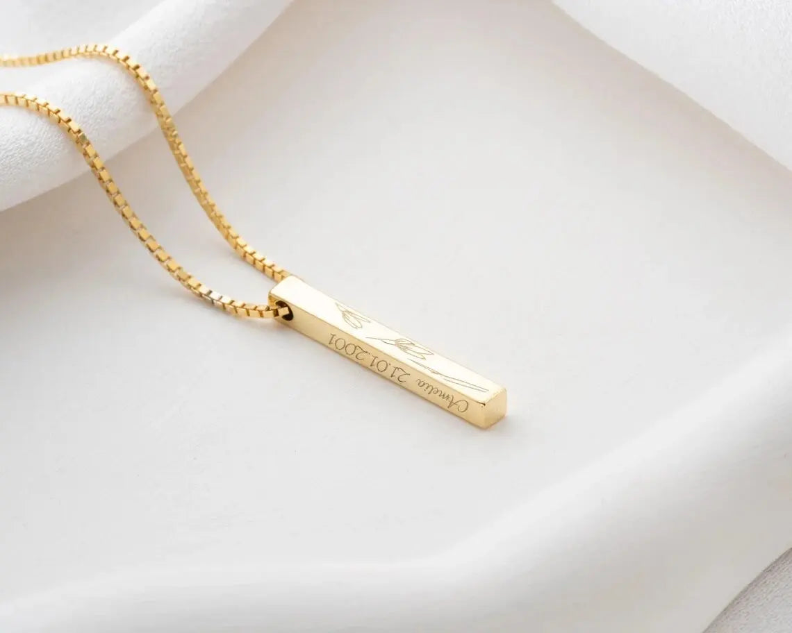 Personalized Birth Month Flower Name Necklace A Unique Touch of Nature & Identity