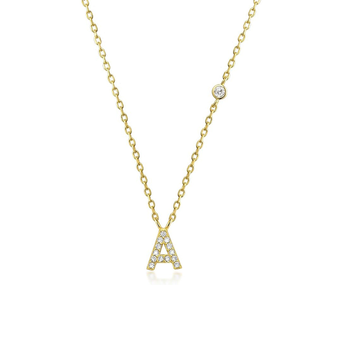 Luxury Gold & Silver A-Z Initial Necklace Dazzling CZ Pendant for Women