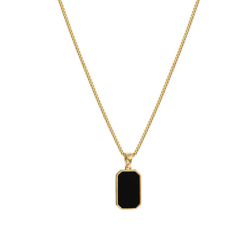 18K Gold Rectangular Pendant Necklace Sleek & Modern Design