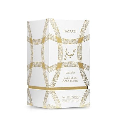 Lattafa Hayaati Gold Elixir Eau De Parfum Spray for Unisex, 3.4 Ounce