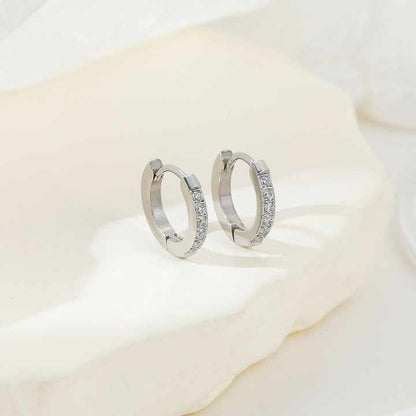 Elegant Gold-Plated Stainless Steel Huggie Hoop Earrings with Cubic Zirconia