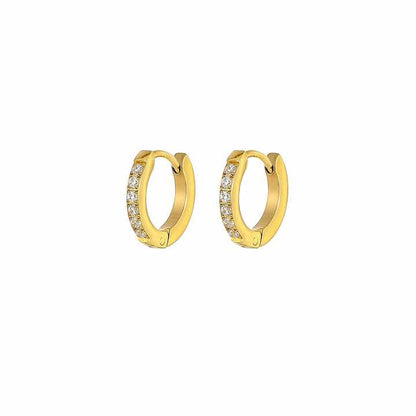 Elegant Gold-Plated Stainless Steel Huggie Hoop Earrings with Cubic Zirconia