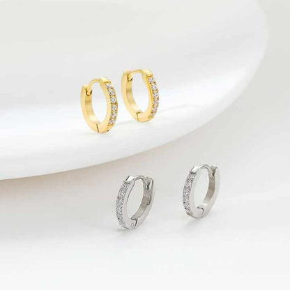 Elegant Gold-Plated Stainless Steel Huggie Hoop Earrings with Cubic Zirconia