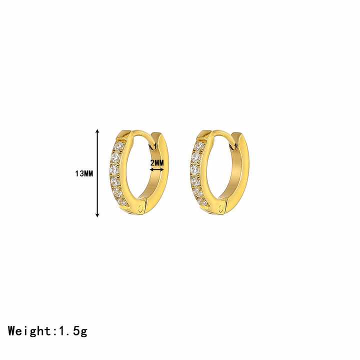 Elegant Gold-Plated Stainless Steel Huggie Hoop Earrings with Cubic Zirconia