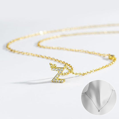 Luxury Gold & Silver A-Z Initial Necklace  Dazzling CZ Pendant for Women